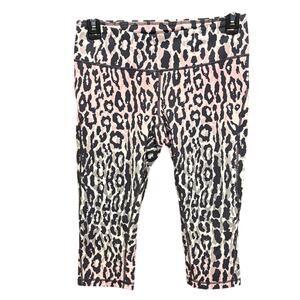 Zella Women’s Leopard Print Cropped Leggings - Pink and Black Size Small